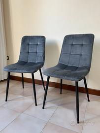 Coppia sedie effetto velluto - grigio scuro