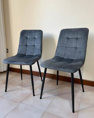 Coppia sedie effetto velluto - grigio scuro