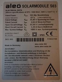 16 Pannelli fotovoltaici da 165W