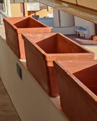 lotto 6 grandi vasi rettangolari in terracotta