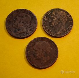 Lotto 3 Monete Storiche: 10 Centesimi "Ape" 1922, 