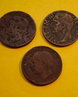 Lotto 3 Monete Storiche: 10 Centesimi "Ape" 1922, 