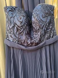 Abito cerimonia blu tg 44 con stola