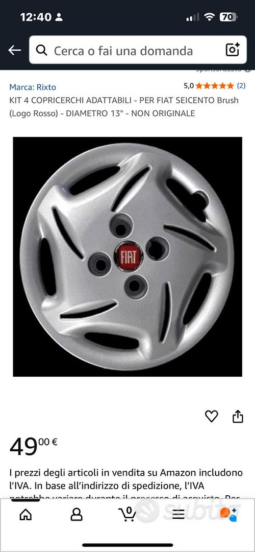 Kit 4 Copricerchi Per Fiat Seicento Brush - Diametro 13 Pollici, Logo Blu - Non Originali Ma Di Qualità - Foto 9