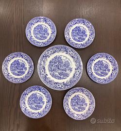 1 piatto torta + 6 piattini Ceramica Quadrifoglio