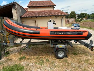 Gommone Lomac+motore Evinrude+carrello Ellebi+Eco