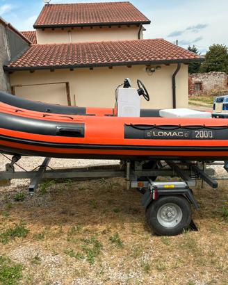 Gommone Lomac+motore Evinrude+carrello Ellebi+Eco