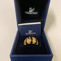 Anello Swarovski con smalto nero e cristalli