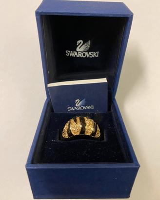 Anello Swarovski con smalto nero e cristalli