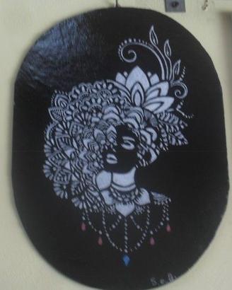 Quadro rosone modello " Bohemienne " su ardesia