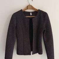 Giacca bolerino nero e argento con motivo a quadri