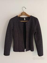 Giacca bolerino nero e argento con motivo a quadri