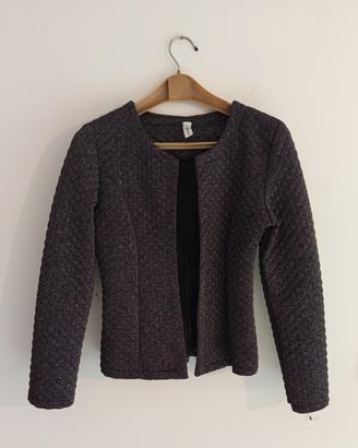 Giacca bolerino nero e argento con motivo a quadri