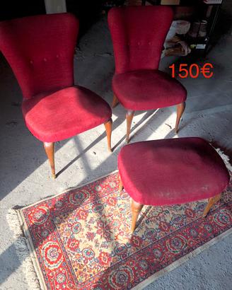 Poltrone imbottite a molle + poggiapiedi + tappeto