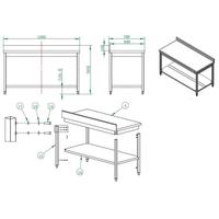 Tavolo lavoro in acciaio inox con ripiano

