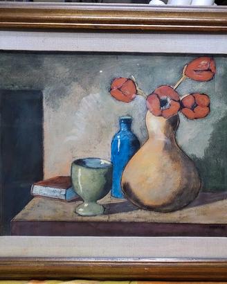 Quadro Natura Morta Olio su Tavola Monti 1962
