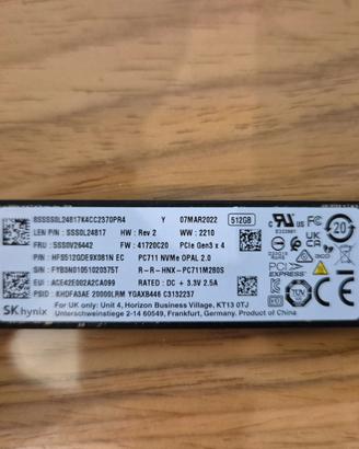 SK Hynix 512GB HFS512GDE9X081N NVMe M.2 PCIe Gen3