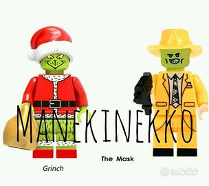 2 minifigure Jim Carrey GRINCH MASK film tipo Lego