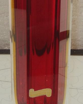 Vaso murano a prisma vetro sommerso bi colore ross
