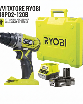 Ryobi R18PD2-120B Trapano 18V Kit 2Ah NUOVO