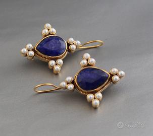 Orecchini vintage stile anni 20 blu