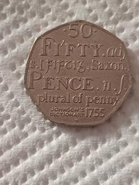 50 pence rare lotto 9 monete 