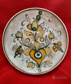 E. Schiavon Piatto d'arte tema vegetale MidCentury