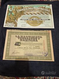Spagna Lotto di n. 2 Antichi Certificati Azionari 