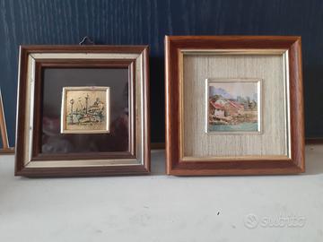 coppia quadretti oro e argento 10x11