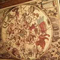 stampa su legno vintage sfera celeste astrologia