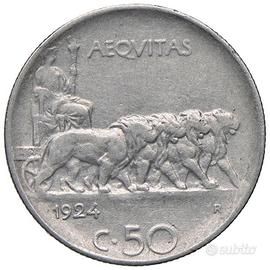 vitt.eman.III regno.centes.50 leoni 1924 rigato r2
