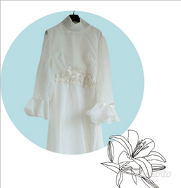 Abito da sposa semplice bianco XS con colletto