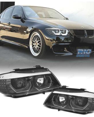 FARI BMW E90 E91 05-08 ANGEL EYES 3D FONDO NERO IN
