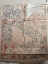 Mappa d'epoca Strade Ferrate Regno d'Italia