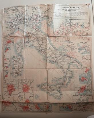 Mappa d'epoca Strade Ferrate Regno d'Italia