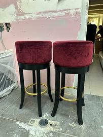 Coppia di sgabelli seduta velluto bordeaux