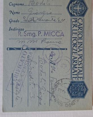 Cartolina Postale per le Forze Armate II Guerra M