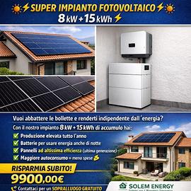 Impianto fotovoltaico 8+15kw chiavi in mano