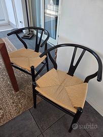 Set n.2 sedie tipo Wishbone Chair Nero Opaco