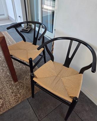 Set n.2 sedie tipo Wishbone Chair Nero Opaco