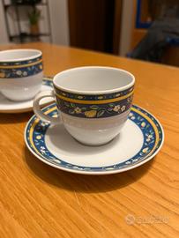 Servizio tazze caffe decorate - 4 tazze e piattini