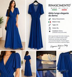 Abito lungo elegante Rinascimento blu – Made in It