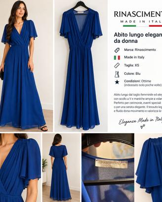 Abito lungo elegante Rinascimento blu – Made in It