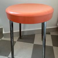 Sgabello carrara e matta vintage arancione corallo