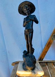 Statua di bronzo antica perfetta firmata Varlese.