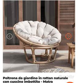 Poltrona da giardino in rattan con cuscino