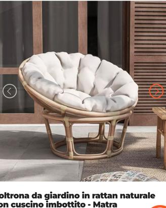 Poltrona da giardino in rattan con cuscino