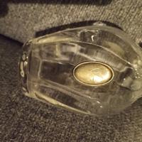 Vasetto in cristallo, placca in argento sigla AF.