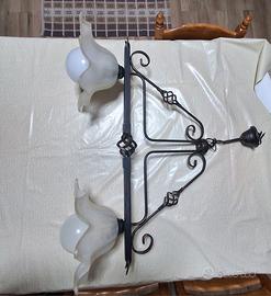 lampadario in ferro battuto a 2 luci