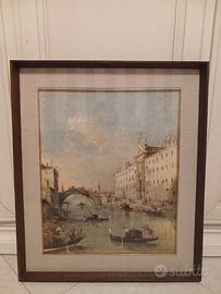 Quadro D'Epoca – Veduta di Venezia con Gondole